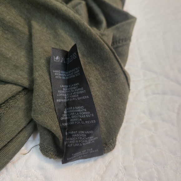 ASOS Tank Top Size 4 Olive Green Lightweight Faux Leather‎ Trim Side Slit - Picture 10 of 10